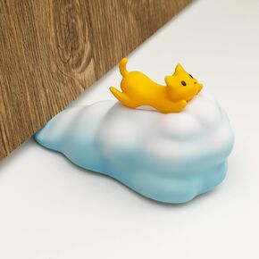2 Pcs Cute Door Stopper, Cartoon Cat Cloud Door Stop, Decorative Door Wedge for Home Office Floor, Flying Kitty, Blue&White(Patent Registering)