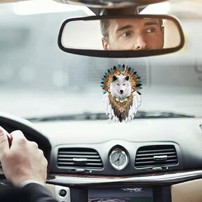 INFUNLY القبلية الذئب سحر قلادة الديكور سيارة مرآة الرؤية الخلفية الملحقات 2D سيارة مسطحة معلقة سحر الداخلية الرؤية الخلفية قلادة عيد الفصح هدية ديكور المنزل