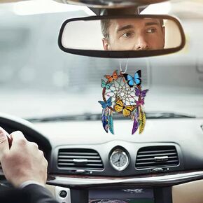 INFUNLY Tribal Wolf Charm Pendant Decoration Car Rear View Mirror Accessories 2D Flat Car Hanging Charm Interior Rearview Pendant Easter Gift Home Decor