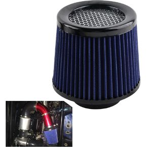 Universal Cold Air Filter，Three Different Size 76MM/3" 89MM/ 3.5"102MM/4" High Flow Round Tapered Air Intake Cone Filter Clamp-On Air Filter Compatible with car and Motorcycle
