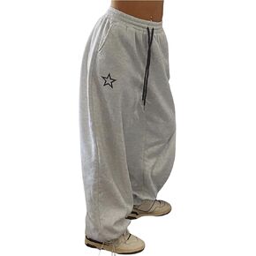 Women's Star Graphic Joggers Pants Drawstring High Waisted Straight Leg Sweatpants Baggy Pants