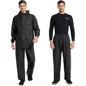 Waterproof Rain Suit- Heavy Duty Workwear Jacket with Elastic Pant Foul Weather Gear Combo Set