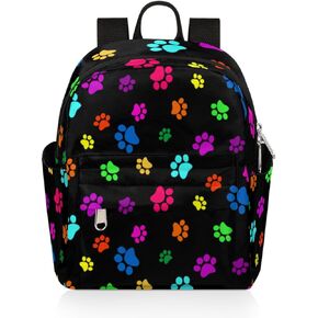 Mini Backpack Purse for Women Girls, Colorful Dog Cat Paw Print Small Backpack Paw Print Lightweight Casual Travel Bag Daypack for Teens Kids School Adult