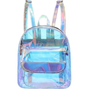 Abaodam holographic backpack clear for women iridescent bookbag transparent book bags book bags- Backpack Fashion Transparent Makeup Bag Bag Handbag