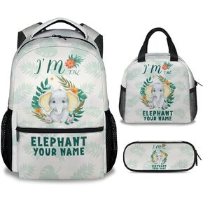 Elephant Backpack for Girls, 16 Inch Black Backpacks for School, Cute Lightweight Bookbag for Kids