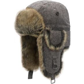Winter Trapper Hat,Warm Faux Fur Aviator Hat,Russian Trooper Hunting Ski Hat with Ear Flaps for Men & Women