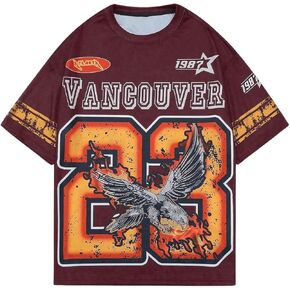 WDIRARA Men's Eagle Letter Graphic Street T Shirt Oversized Short Sleeve Crewneck Tee Top