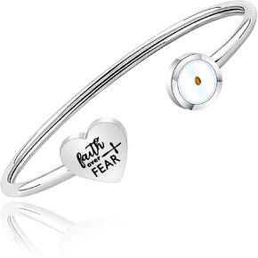 FAADBUK Christian Mustard Seed Bracelet Christian Gifts Faith Over Fear Mustard Seed Jewelry Bracelet Religious Inspirational Gift (Faith Over Fear -S)