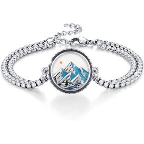Mountain Bracelet 925 Sterling Silver Mustard Seed Bracelet Christian Faith Jewelry for Women Men