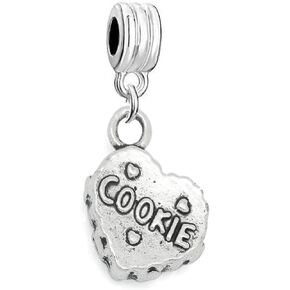 Charm Bracelet Dangle – Heart Shaped Cookie Charm, Compatible with Pandora, Biagi, Chamilia, Zable, and Snake Chain Bracelets, 14mm Size