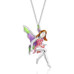 superchic Fairy Wings Birthstone Pendant Necklace, Colorful Enamel Austrian Crystal jewelry for Women Teen Girl Kids Fashion Party Gifts