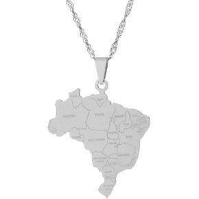 Fashion Stainless Steel Brazil City Map Pendant Necklace