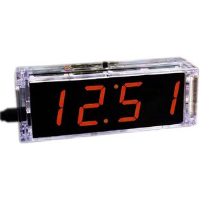 Electronic DIY Voice Digital Clock Making Kit Digital Tube LED Clock Single Chip Microcomputer Welding Training Alarm Clock Temperature Date Time with Transparent Case (Red)