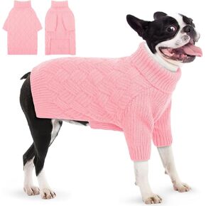 AOFITEE Dog Sweater, Dog Sweaters for Medium Dogs Girl, Warm Dog Christmas Sweater, Winter Medium Dog Sweaters Female Male, Classic Turtleneck Dog Knitwear for French Bulldog, Boston Terrier (Green M)