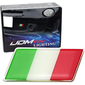 iJDMTOY Italian Flag Emblem Badge with L Shaped Mounting Bracket Fit Car Front Grille Compatible with Fiat Alfa Romeo Ferrari Maserati Lamborghini, etc
