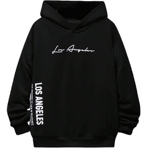 GORGLITTER Boy's Cool Hoodies Letter Graphic Long Sleeve Pullover Tops