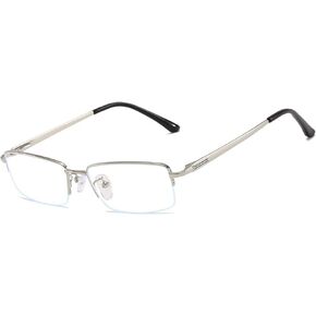 Half Rimless Metal Eyewear Frames Blue Light Blocking Transparent Lens Business Glasses