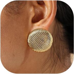 Large Stud Earrings for Women Hypoallergenic 14k Gold Stud Earrings Statement Flat Back Stud Earrings Jewelry Gift