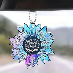 Flower Car Rearview Mirror Accessories, Creative Car Hanging Ornament, Christian Jesus Car Pendant Charms for Home Decoration Keepsake Christmas Valentine's Day Car Gifts for Men Women (Colorful)