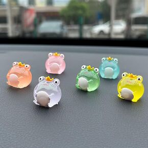 6PCS Luminous Frog Car Rear View Mirror Accessories, Cute Mini Car Dashboard Decoration for Girl Men Women, Funny Car Interior Ornament Present for Car, Garden, Office, Home(Frog)