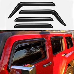Original 4pcs Wind Deflector, Outside Mount Tape-On Rain Guards Set, Sunroof Side Window Visors Compatible with 2005-2009 Hummer H3 94501