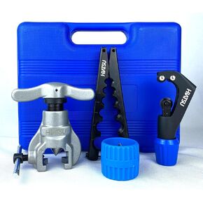 HIATSU Eccentric Flaring Tool Kit Heavy Duty (1/4-3/4 inches) 45 Degree Angle Eccentric Cone Type Flare Tool Professional Set for Brake Line HVAC System Refrigeration Copper Soft Metal