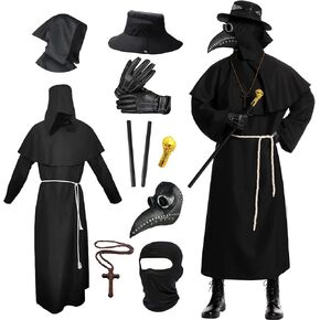 Plague Doctor Costume, Adults Plague Doctor Mask Halloween Costume for Women Men Dress-Up Cosplay Party