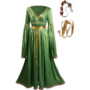 Princess Leia Costume Adult Women Cosplay Wedding Dress Headband Outfit Robe Headwear