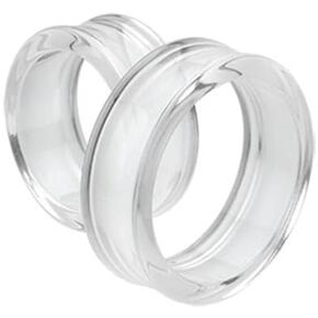 Pair 13/16" (20MM) CLEAR ACRYLIC TUNNELS Double Flare Gauges Solid Saddle Thin Ear Flesh Plugs (2pcs)