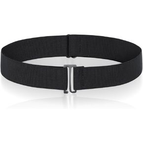1 Pcs No Show Invisible Stretch Belts Elastic Flat Buckle Waist Belts Adjustable Size Nylon Fashion Utility Belt Black No Buckle Jeans Belt Wide 1.18 Inches for Women Girls Pants Dresses