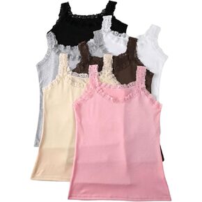 SOLY HUX Women's Summer Lace Trim Sleeveless Top 6 Pieces Basic Layer Casual Tank Tops