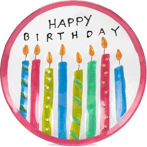 DEMDACO Happy Birthday Candles Colorful Red 11 x 11 Vibrant Glass Decorative Round Plate