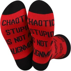JXGZSO D20 RPG Lover Gift Chaotic Stupid Is Not An Alignment Dungeon Master Socks Dragons Gamer Gift D20 Dice Socks