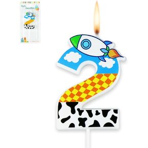 Cartoon Story Birthday Candle Blue Sky White Cloud Rocket Candle Toy Theme Birthday Party Supplies (Number 2)