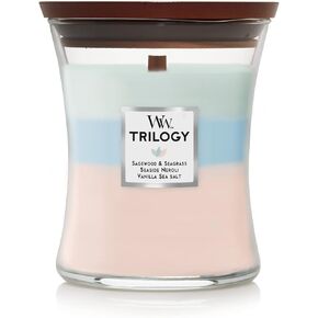 WoodWick Medium Hourglass Candle, Oceanic - Premium Soy Blend Wax, Pluswick Innovation Wood Wick, Made in USA, Multicolor, 9.7 oz.