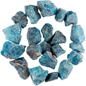 SUNYIK Natural Raw Stones Rough Rock Crystals for Tumbling, Cabbing, Blue Apatite, 1pound(About 460 Grams)