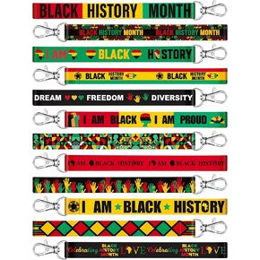 Sureio 48 Pcs Black History Month Lanyard Keychains Gifts Bulk Black History Month Keychains Gifts Heart Mouth Map Key Rings Black History for Black History Month Party Favors African American Party in Kuwait