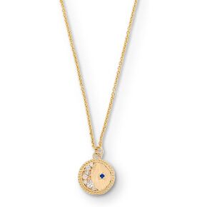 Rocksbox Funston Moon Pendant Necklace - 14k Gold Plating with CZ Crystals - Premium Quality Jewelry - 16" with Extender