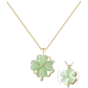 قلادة البرسيم الخضراء المكونة من 4 أوراق للنساء، سلسلة قلادة محظوظة مجوهرات (تدوير) in Kuwait