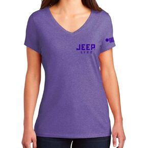 Jeep Life Ladies Purple Tone on Tone Triblend V-Neck Tshirt for Women