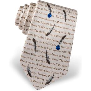 Men's 100% Silk William Shakespeare's Play Poetic Masterpieces Shakespeare Tie Necktie