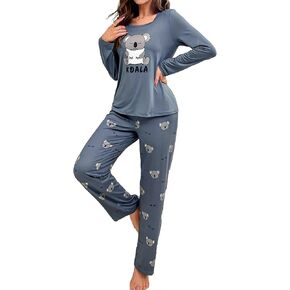 2 Piece Pajama Sets for Women Fall Lounge Sets PJ Sets Sleepwear Long Sleeve Nightwear Soft Lounge Sets