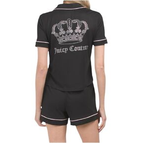 Juicy Couture Women’s Button Down Short Sleeve Shirt and Shorts Pajama Set