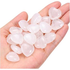Jovivi 20pcs Heart Crystals 0.8 * 0.4 Inches Natural Rose Quartz Healing Crystal Carved Polished Hearts Palm Gemstones Worry Stone Chakra Reiki Meditation Love Gift