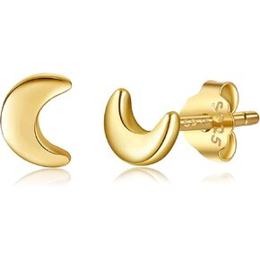 CHIC & ARTSY أقراط من الفضة الإسترليني 925 الصلبة الحقيقية Satr Moon | الأقراط السماوية اللذيذة | أقراط غضروفية صغيرة للنساء