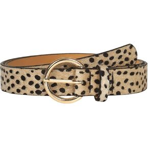 GORGLITTER Women's Leopard Print Belt Animal Printed Belt Boho Western Waist Belt For Jeans Dress