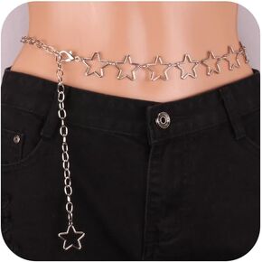 QWALIT Gold Chain Belt Gold Chain Belt Chain Belts for Women Fashion Silver Belt Chain Gold Waist Chain Belt Star Chain Belt Metal Chain Belt Star Butterfly Heart