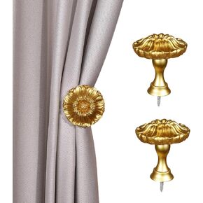 SUQ I OME Set of 2 Blossom Window Drapery Medallion Holdbacks,Curtain Tiebacks, Wall Hook, Tassel Holder (White)