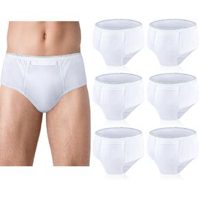 Blosssound 6 Pack Men's Incontinence Underwears Reusable Washable Leak Proof Underwears Protection Incontinence Briefs Men Bladder Control with Super Absorbency for Men, 150ml Absorbency, Large