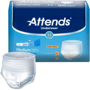Attends Extra Absorbency Underwear-Size Medium Waist/Hip 34" - 44" Weight 120-175 lb - Pack of 20